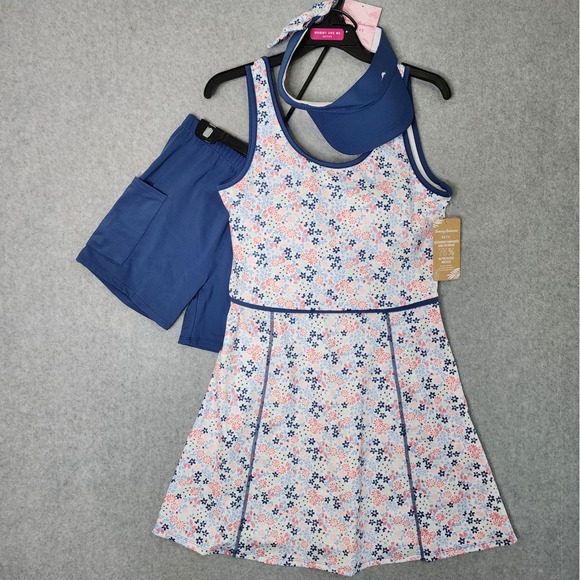Tommy Bahama Dresses & Skirts - Tommy Bahama Active Dress Set Womens S Blue Floral Tennis Golf Visor Shorts 4pc